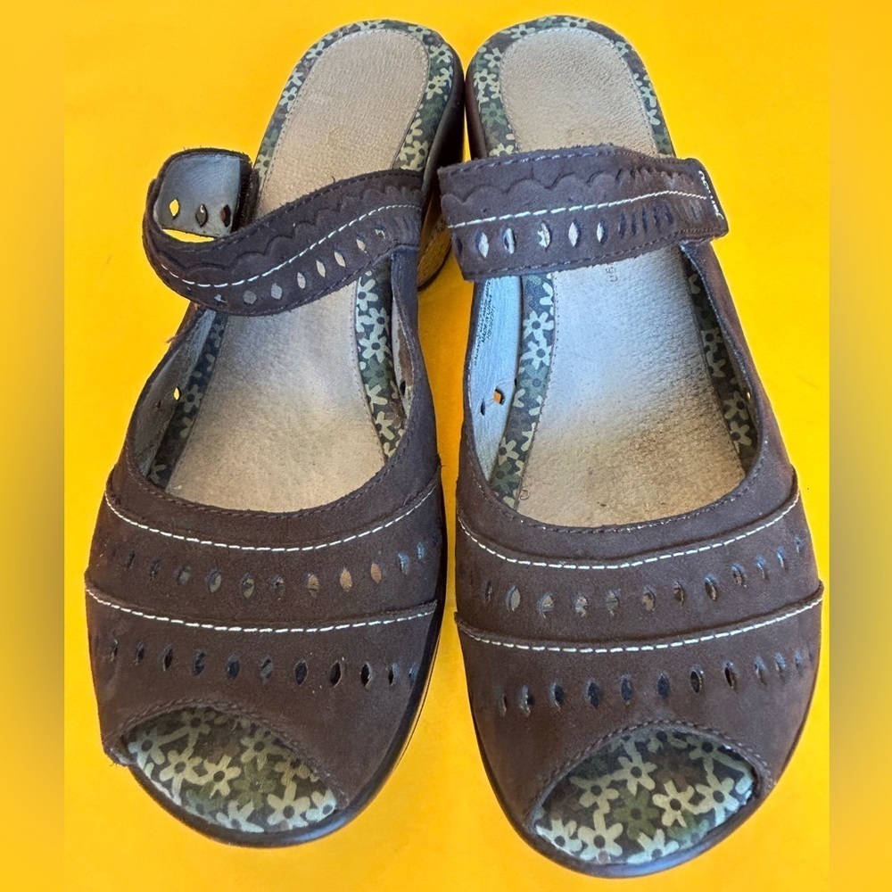 Jambu Dark Brown Leather Women's Slide On Sandals